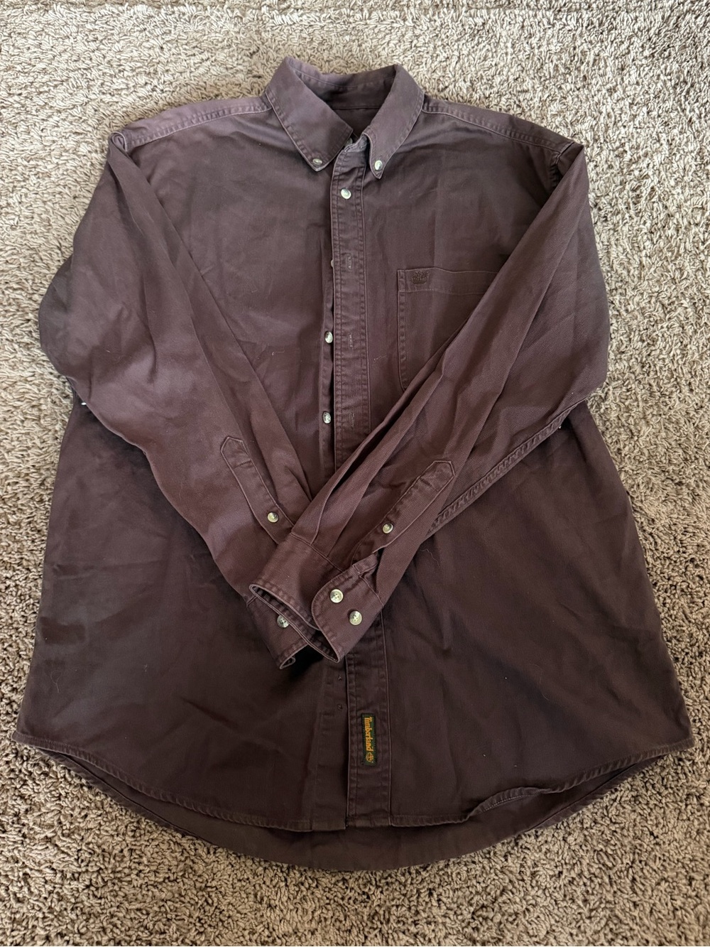 Timberland Men's Button-Down Shirt in Dark Brown